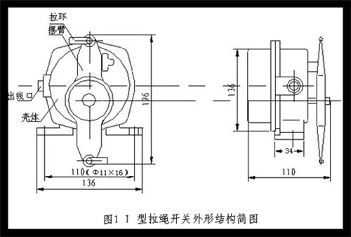 BLLS-I，BLLS-II 雙向拉繩開關安裝電路圖_拉繩開關KBW-220L礦用往復式拉繩開關
